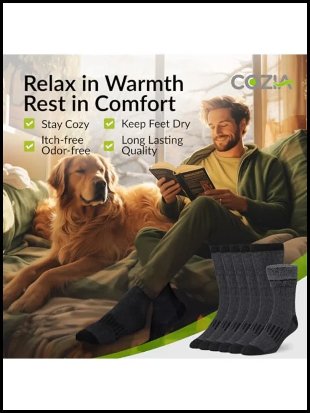 Merino Wool Socks 3 Pairs Winter Thermal Warm Hiking Crew Cushioned Unisex